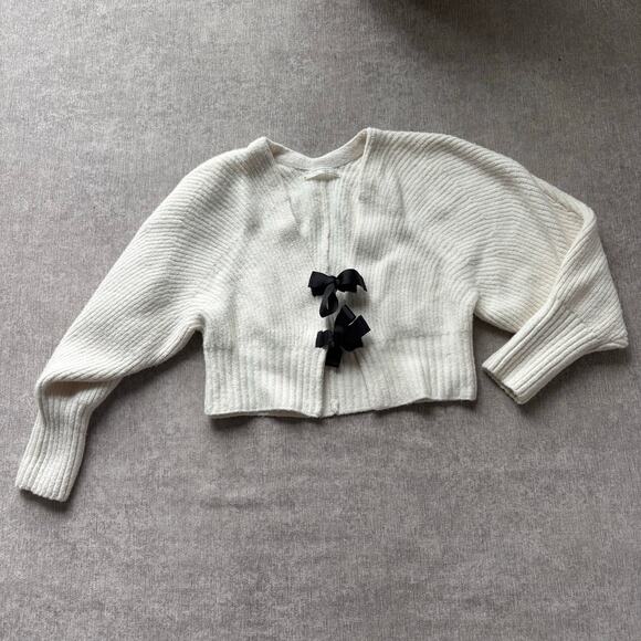 Anthropologie Rhea Bow-Front Crop Cardigan - Picture 2 of 6